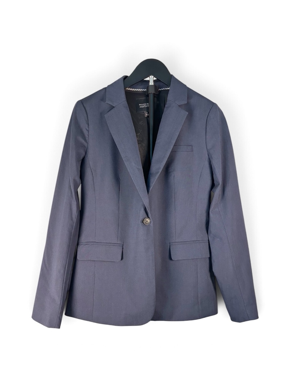 Banana Republic Wool Blend Navy Blue Single-Button Business Professional Blazer